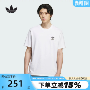 KD1837 T恤 adidas阿迪达斯三叶草涂鸦徽标棉质白色半袖 夏男短袖