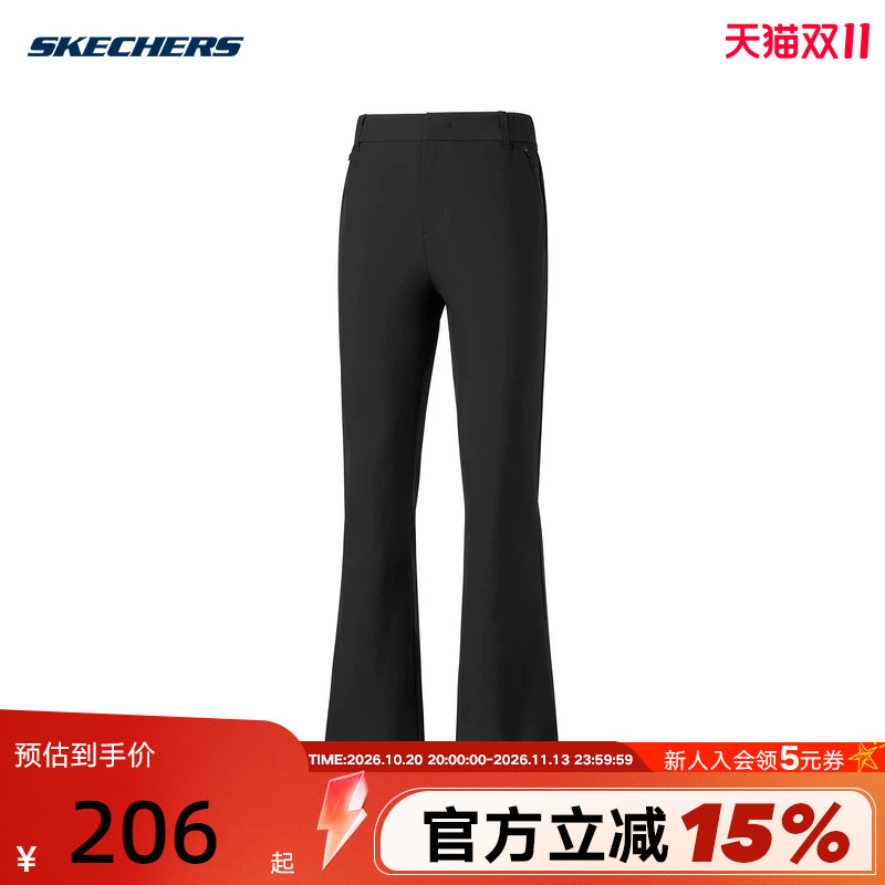 斯凯奇2026年新女针织舒适小绒修身微喇叭休闲运动长裤P426W078