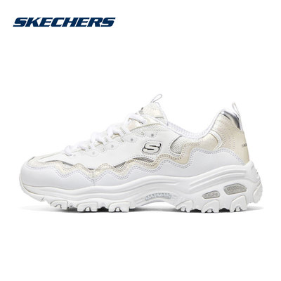 skechers斯凯奇女子增高舒适运动休闲老爹熊猫鞋896242/WHT