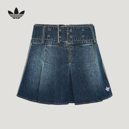adidas阿迪达斯三叶草短裙打底裤内衬防走光女牛仔半身裙 KX3049