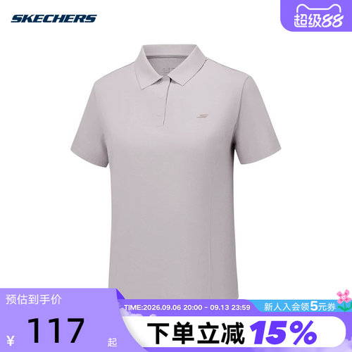 Skechers斯凯奇26夏季女士运动短袖T恤针织休闲POLO衫 P226W177