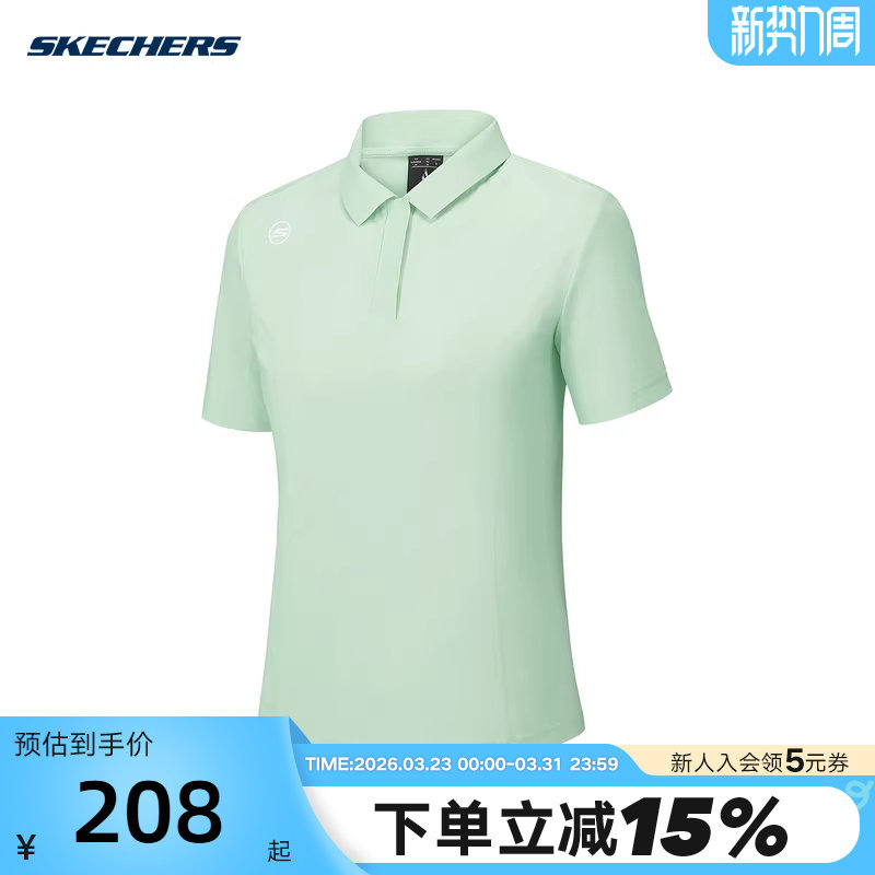Skechers斯凯奇2025夏女运动短袖休闲舒适POLO衫 P
