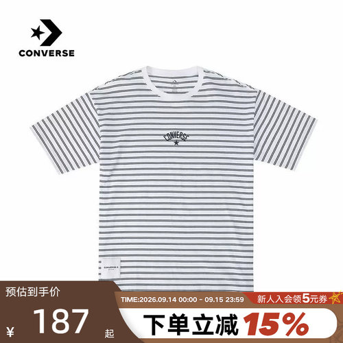Converse匡威26夏季新款男女条纹运动短袖休闲百搭T恤 UCJ690-W2Y