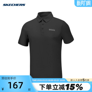 P225M187 Skechers斯凯奇25夏季 POLO衫 T恤速干针织短袖 0018 男士