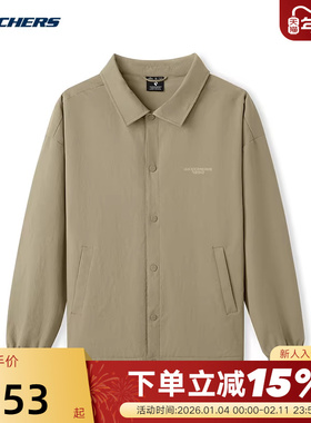 斯凯奇秋男女同款宽松插肩袖翻领梭织夹克外套 L325U020/03EN