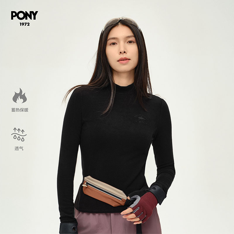 波尼OVZE美式辣妹半高领打底衫