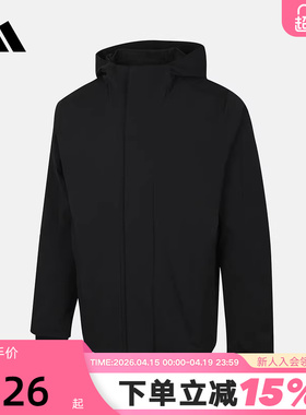 adidas阿迪达斯黑色户外保暖连帽外套秋冬男防风梭织夹克KS6483