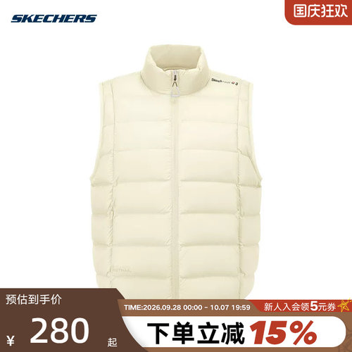 Skechers斯凯奇2026冬季女士羽绒服运动休闲保暖舒适背心P426W131