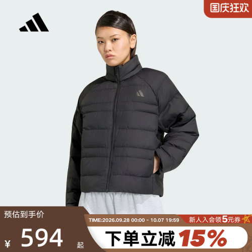 adidas阿迪达斯短款棉服女2026秋黑色舒适百搭休闲夹克外套KF2715