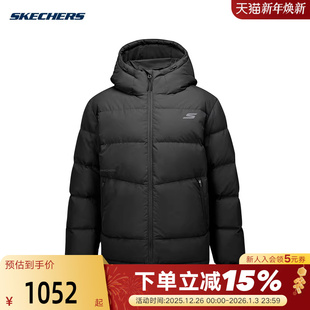 Skechers斯凯奇男子轻便保暖连帽加绒梭织羽绒外套P425M032 0018