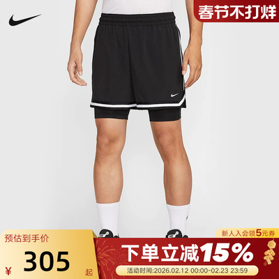 NIKE耐克男短裤DIR-FIT DNA二合一弹力速干篮球运动裤HJ4234-010