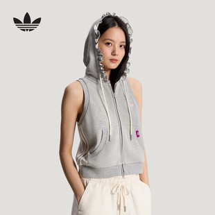 adidas阿迪达斯三叶草背心夏女迪士尼联名款连帽无袖外套 KY8319
