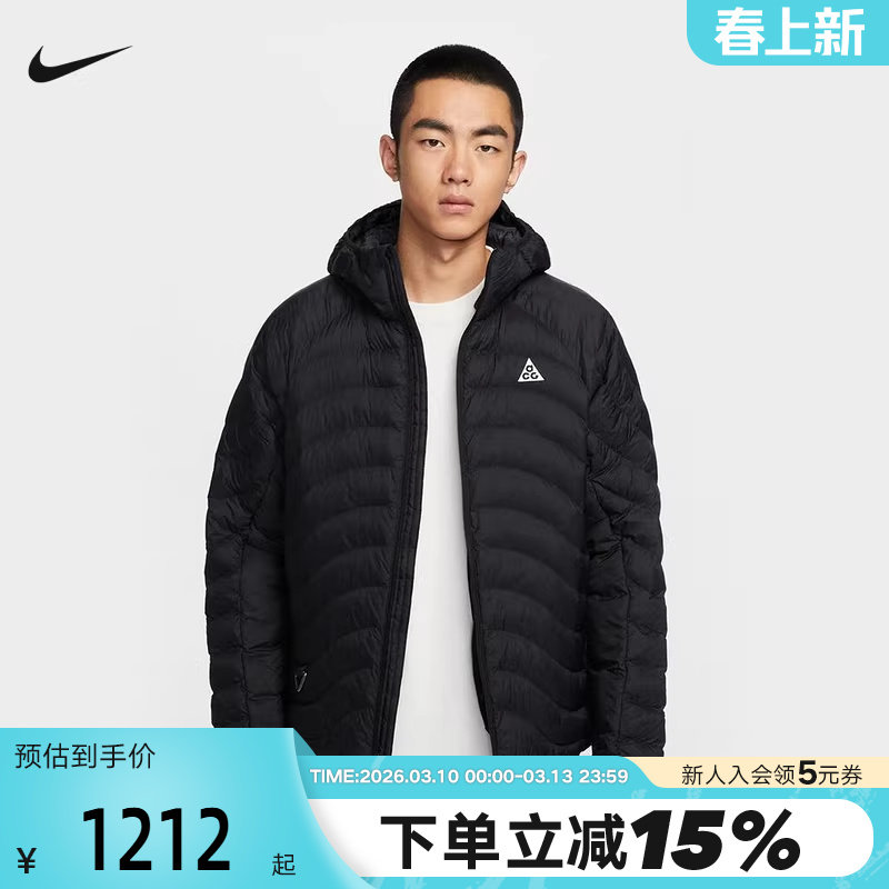 耐克ACG棉服男冬季户外宽松面包服黑色连帽P棉夹克外套HJ3736-010