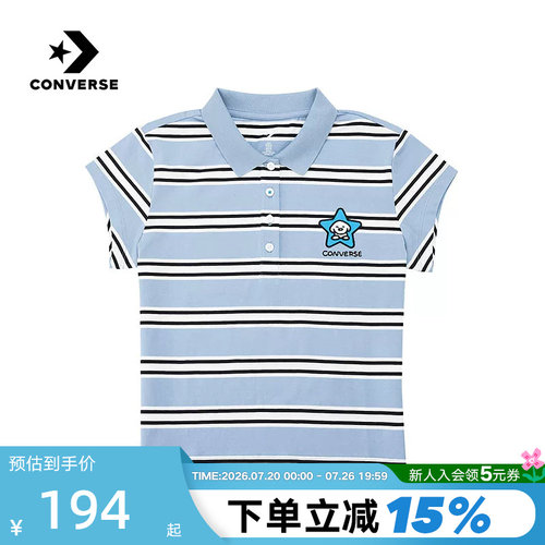 Converse匡威新品26夏季女短袖T恤条纹小狗休闲上衣 WCK172-BI5