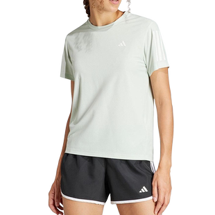 adidas阿迪达斯AEROREADY短袖女夏跑步训练速干绿色运动T恤IN1593