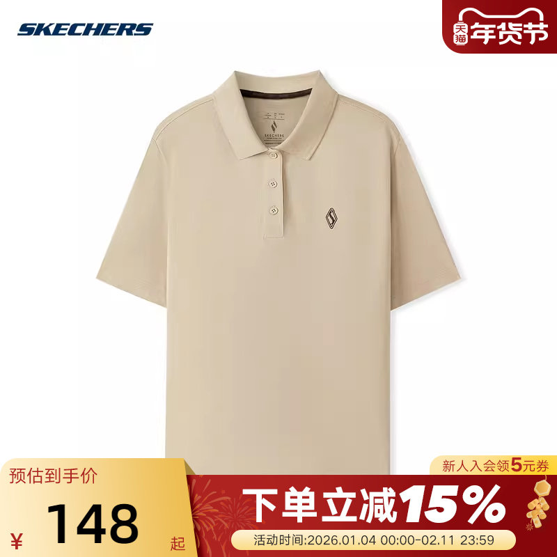 Skechers斯凯奇女短袖半截袖POLO衫翻领运动休闲百搭T恤L225W218,运动服/休闲服装,运动POLO衫,淘宝优惠券,粉丝福利购,淘宝优惠卷