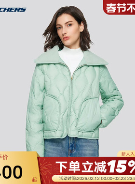 Skechers斯凯奇秋冬女士修身时尚梭织轻薄羽绒外套 L424W180/003K