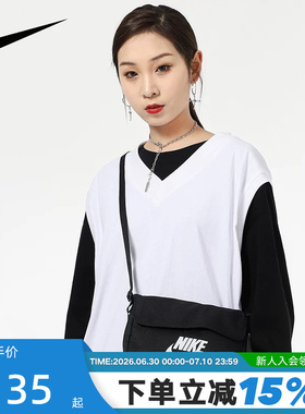 Nike耐克女包新款黑色小包休闲包单肩包时尚运动斜挎包CW9300-010