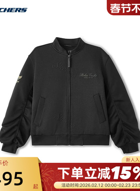 Skechers斯凯奇女士秋冬裥棉夹克宽松百搭棉服外套 L126W009/0018