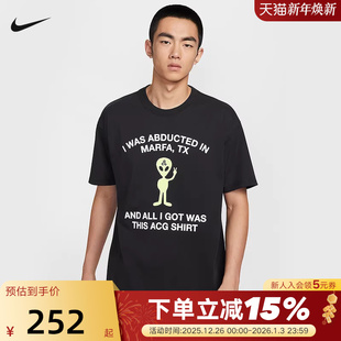 010 HV2169 NIKE耐克ACG户外男子速干T恤夏季 黑色印花透气运动短袖