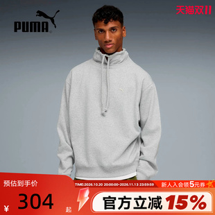 PUMA彪马男子2026春保暖加绒加厚宽松针织卫衣运动上衣634734-04