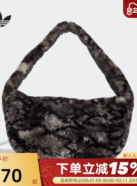 adidas阿迪达斯三叶草满版蛇纹印花人造毛挎包冬女单肩包JY2569