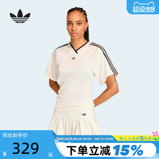 adidas阿迪达斯三叶草运动修身短袖V领球衣2026夏女T恤上衣KC9122