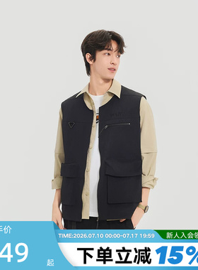 PONY波尼春季新品男子户外运动工装马甲拉链背心251M2EG01