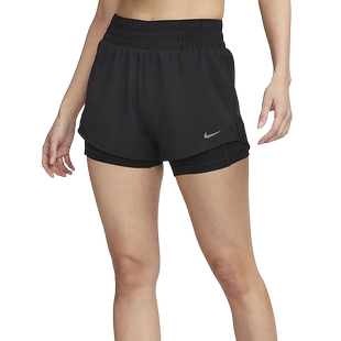 NIKE耐克女裤夏季运动训练速干透气中腰二合一跑步短裤DX6013-010