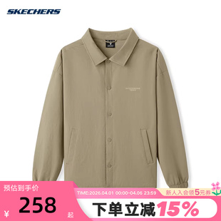 斯凯奇秋男女同款 翻领梭织夹克外套 L325U020 03EN 宽松插肩袖