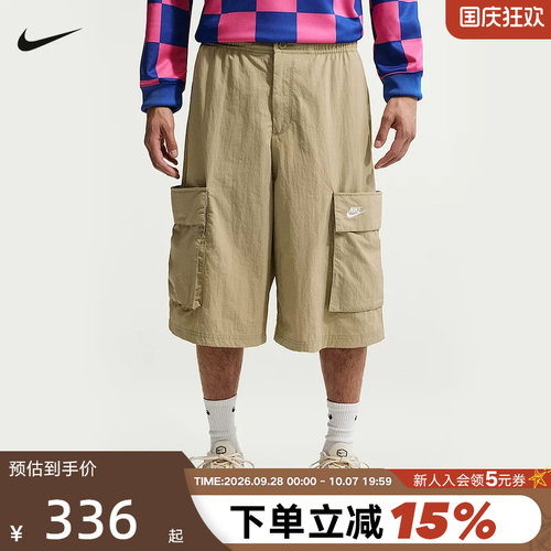 NIKE耐克男子新款机能风口袋运动7分裤超宽松工装短裤 IF8543-297