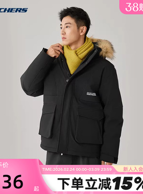 斯凯奇派克羽绒服男女情侣款保暖舒适短款羽绒外套 P425U032/0018