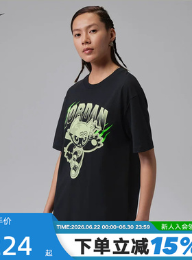 NIKE耐克2026夏新款女子宽松透气图案印花黑色短袖T恤 IR7007-010