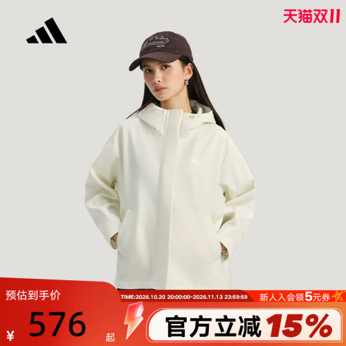 adidas阿迪达斯加绒软壳连帽外套SOFTSHELL春秋女梭织夹克 KS2783