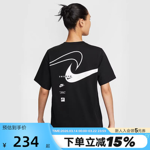 nike耐克t恤女夏季新款运动宽松背后图案印花圆领短袖HQ1699-010