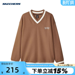 03F9 L324M028 Skechers斯凯奇秋冬男休闲宽松针织套头衫 V领卫衣
