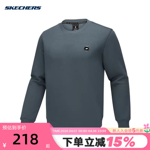 P425M162 02CF 冬男深灰色针织卫衣 SKECHERS斯凯奇基础简约套头衫