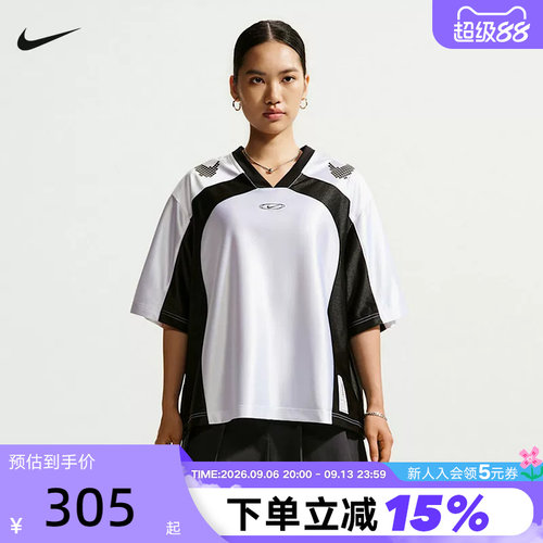 NIIKE耐克新款女子Oversize风短袖球衣运动休闲短袖T恤IQ6138-101