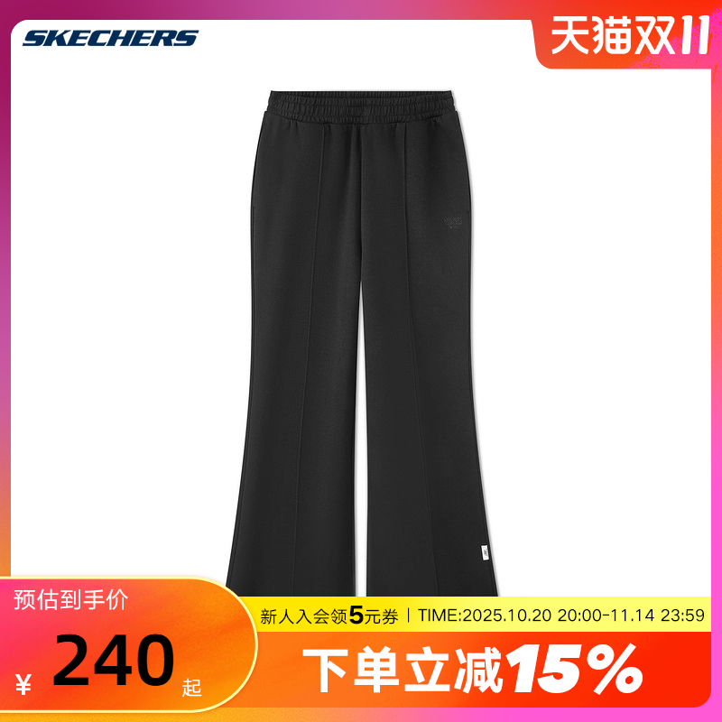 Skechers斯凯奇25秋冬女休闲长裤宽松阔腿裤运动裤 L325W085/0018