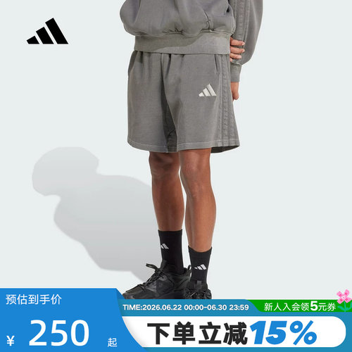 adidas阿迪达斯牛仔风格五分裤2026夏男宽松中裤针织短裤 JN0607