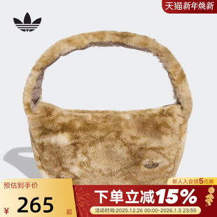 adidas阿迪达斯三叶草毛绒小号手提包拎包秋冬女单肩包 JY2625