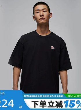 Jordan耐克短袖男夏季AJ1刺绣鞋标贴片棉质休闲运动T恤HJ2327-010