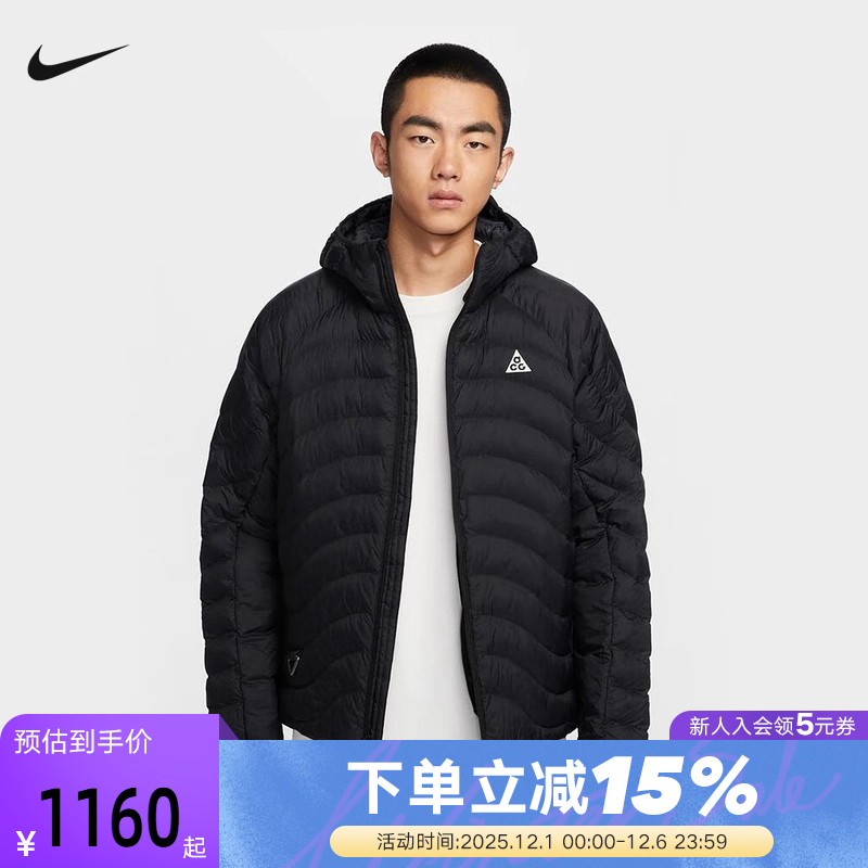 耐克ACG棉服男冬季户外宽松面包服黑色连帽P棉夹克外套HJ3736-010