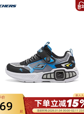 Skechers斯凯奇男童鞋防滑耐磨运动鞋闪灯休闲鞋 400151L/BCBL