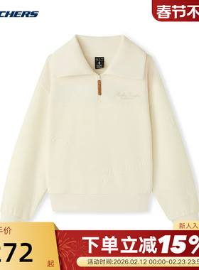 Skechers斯凯奇新年款马年限定女子半开领宽松卫衣 L126W007/01B4