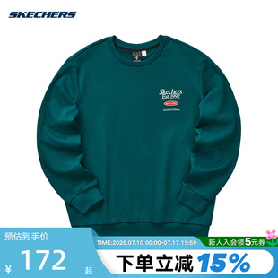 Skechers斯凯奇男女休闲运动绿色宽松针织套头卫衣 L124U029/006U