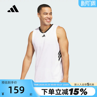 adidas阿迪达斯三条纹篮球运动服无袖 秋男透气背心JN4745 T恤短袖