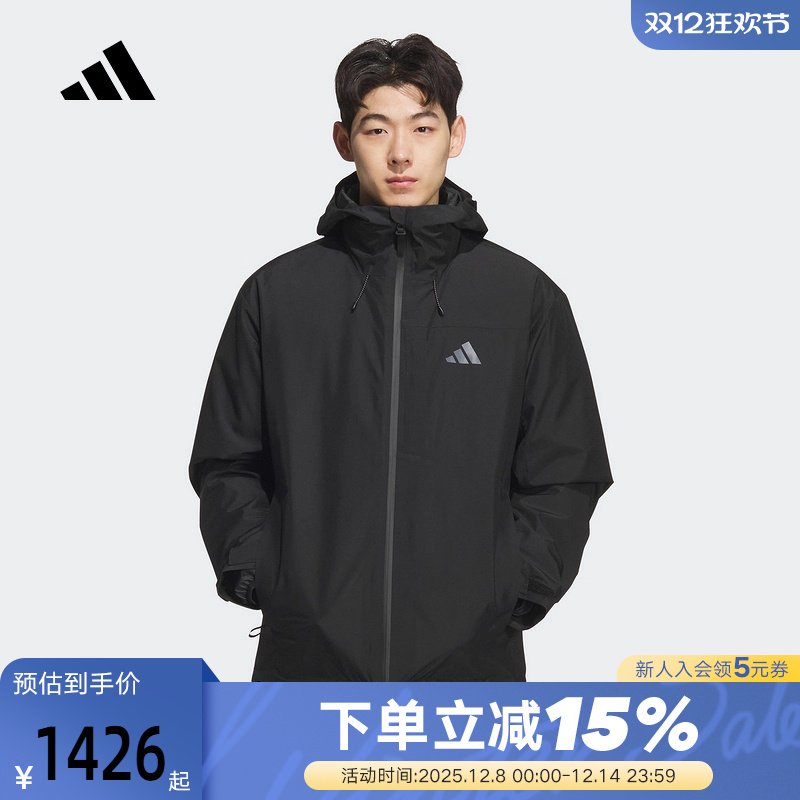 Adidas/阿迪达斯男子拒水防风保暖三合一连帽运动茄克外套KQ5501