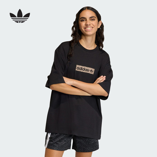 adidas阿迪达斯三叶草大号oversized半截袖2026夏女短袖T恤KD2822