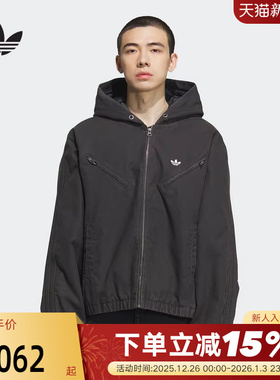 adidas阿迪达斯三叶草男女连帽棉服秋冬梭织帆布夹克外套KC2640